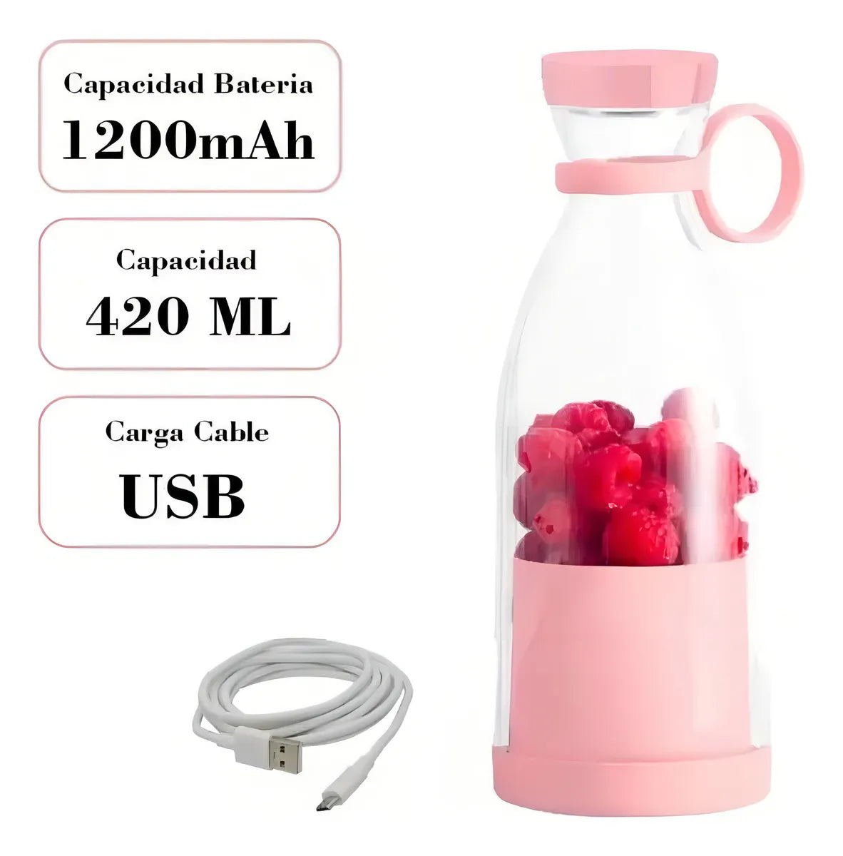 Juguera Portátil Botella 420ml 6 cuchill
